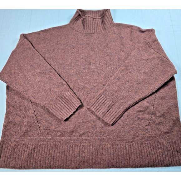 Poetry Cashmere Sweater Women’s 14 Brown Slim Funnel Neck Pullover Quiet Luxury - Picture 2 of 16